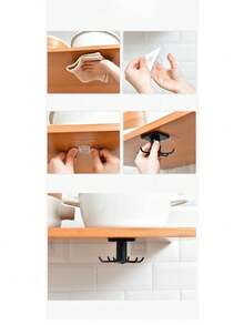 6-Claw Rotating Spoon & Spatula Wall Mount Hooks, Cabinet & Bathroom Small Item Storage Rack. Hanging Bag Holder, Kitchen Storage Rack, Clothes Hanger, Hooks. Kitchen Organization - Multicolor - View 5