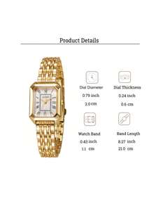 1 st elegant lyxig minimalistisk kvartsklocka för flickor, passar till alla outfits, perfekt för onlineaktiviteter, helger, födelsedagar och årsskifteskampanjer - Guld - Visa 5