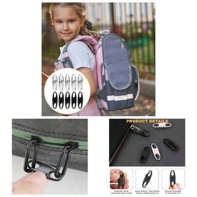 10 Pcs Clips de Mosquetn, Mosqueton Llavero, Mosquetn Doble, Hebilla de Cremallera de Repuesto Antirrobo, Mosquetn, S Llavero de Resorte Doble, para Viajes de Camping, Mochilas