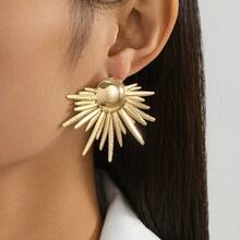 European And American Cross-Border Irregular Geometric Exaggerated Metal Texture Creative Sunflower Earrings Middle Eastern Style Earrings - 金色[環保] - 查看 7