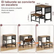 Plegable para Niño Baño de 2 Peldaños, Escalera Plegable para Casa Antideslizante, Banquito para Baño Cocina, Taburete para Adultos y Niños, Bancos Escalón Infantiles, Metal y Madera
