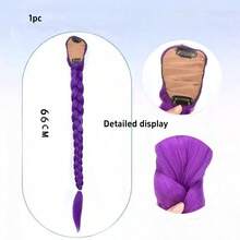 紫色编织假发，时尚迷人，适合女性、名人及角色扮演，彩虹渐变色，派对必备，编织马尾辫，轻盈耐用的合成纤维，适合节日、盛会、服装及配饰，超长浓密假发和马尾辫，派对及情人节装饰道具及配饰 - 彩色 - 查看 10