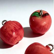 5/10个可爱树脂红苹果吊坠，水果挂件，适用于DIY手链、项链、钥匙扣等时尚饰品配件