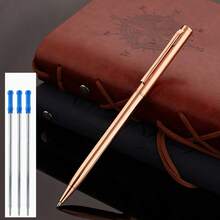 1-6Pcs Silver Gold Gun Black Rose Gold Metal Slim Ballpoint Pens Bulk Retractable Metallic Black Ink 1 Mm Medium Point Smooth Writing Pens For Wedding Business Hotel Office Supplies Students Teachers Men Women Present,Back To School - Multicolor - View 14