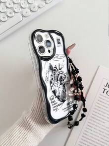 Heart Cream Texture Transparent Glossy Painted Cartoon Phone Case With Chain, Compatible With IPhone 14, 14 Pro, 14 Pro Max, 13, 13 Pro, 13 Pro Max, 11, 11 Pro Max, 12, 12 Pro, 12 Pro Max, XR, XS, 15, 15 Pro, 15 Pro Max, 16, 16 Pro, 16 Pro Max, 17, 17 Pro, 17 Air, 17 Pro Max, Galaxy S24, A04, A12, A13, A14, A23, A24, A32, A33, A51, A52, A53, A54, A72, 20 FE, Redmi 9, Redmi 9A, Shockproof Phone Protective Cover - Multicolor - View 6