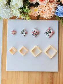 4Pcs Basic Geometric Polymer Clay Cutter Set, Square, Circle, Triangle, Irregular Shape, Soft Clay Earring Molds, 3D Printed Clay Cutters, High-Precision DIY Craft Tool For Earrings, Pendants, Pendants, Beads - Orange - View 3