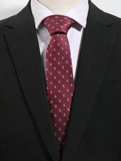 1pc Men's Fashion Delicate Bee Pattern Necktie, Casual & Comfortable, Versatile For Daily Wear, Commuting, Banquet, Party Matching