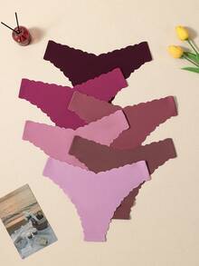 6 قطع من ملابس داخلية للنساء - مجموعة درجات لون البنفسجي: تدرج لون من الوردي الناعم إلى البنفسجي الغامق في جو لطيف، مع حواف مكسرة تؤكد على التفاصيل الرقيقة للملابس الداخلية النسائية - متعدد الألوان - مشاهدة 2