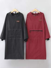 1 chiếc tạp dề dài kẻ sọc cải tiến, có khóa kéo và hai túi, thiết kế chống trượt, kiểu dáng liền thân unisex dành cho nam và nữ, dùng trong nhà bếp, làm việc, tạp dề nấu ăn, tạp dề làm bánh. - Nhiều màu - Xem 9