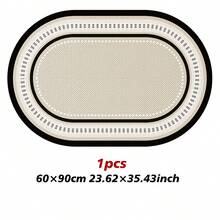 Bộ 1/3 thảm tắm chống trượt thấm hút giả vải lanh, thảm tắm silicon giả vải lanh, họa tiết cổ điển, thảm nhà vệ sinh hình chữ U, thảm thấm hút chân bồn rửa mặt, chất lượng cao, dày 6.3mm. - Màu be - Xem 12