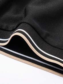 男士轻便透气 Polo 衫，时尚商务休闲短袖 Polo 领 T 恤 - 黑色 - 查看 9