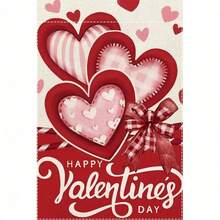 1pc Valentine'S Day Heart Garden Flag - Double-Sided Polyester Burlap, Seasonal Outdoor Holiday Decor, Machine Washable, 12x18 Inches - 1PC WW1382 - 查看 8