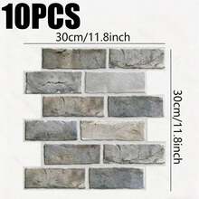 20片3D PVC仿砖自粘墙板，防水瓷砖墙贴，适用于浴室、厨房防溅板，易于清洁，小砖墙砖，适用于室内墙面、房车、出租房DIY装饰 - 彩色 - 查看 12