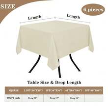 Fitable 6 Pack Square Tablecloths - 70 X 70 Inches - Stain Resistant And Reusable Table Clothes, Ivory Polyester Fabric Table Covers For Dining, Card Tables, Coffee Tables - Ivory70x70In - View 5