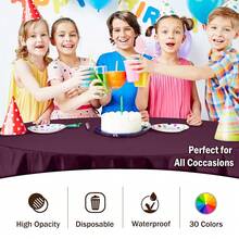 Party Solids Pack Of 12 Premium Plastic Tablecloth 84 Inch Round Table Cover - Plum - Mận - Xem 6