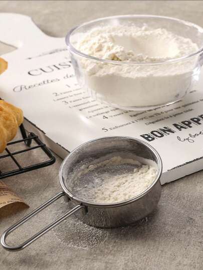 1pc Stainless Steel Integrated Vibrating Sifter, Fine Mesh Sifts Powder Evenly, Suitable For Home Baking/Dessert Shop Production/Holiday Baking DIY Home And Commercial Baking Tool