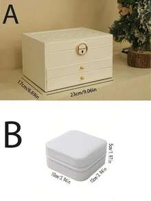 这款高端三层大容量首饰收纳盒采用奢华PU皮革制成，抽屉式设计，功能齐全，可上锁，是展示和收纳项链、耳环、手镯、戒指、手表等首饰的理想之选。它不仅是完美的首饰整理盒，也是节日礼物、女士礼物和情人节礼物的绝佳选择。