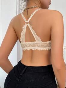 MIMILEMON 2pcs/Set Women Front Closure Lace Underwire Bra - Halter Neck, Lift Up, Back Curve Shaping, Comfortable & Fashionable, Holiday Gift - Multicolor - View 4