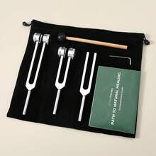 3pcs/Set Chakra Tuning Forks, Aluminum Alloy 128Hz, 256Hz, 384Hz, 512Hz Tuning Forks, Tuning Fork Tools, Silver-Gray Sound Instrument Set With Carrying Bag, Mallet, Etc. Great For Yoga And Meditation, Chakra Balancing Tool - Silver - View 2