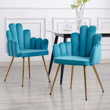 WAHSON OFFICE CHAIRS 2PCS Wahson Dining Chair, Velvet Dining Chair, Modern Living Room Chair With Armrest And Gold Leg, Kitchen Chair For Restaurant And Dining Room - Blue - View 11