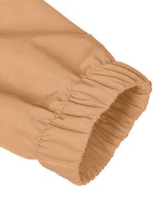 2pcs Women's Fashion Woven Contrast Striped Top And Wide Leg Elastic Waist Sports Pants Set - Khaki - View 4