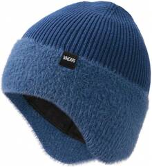 ¡RecomendadoWmcaps - Gorro de invierno con forro polar con orejeras para hombres y mujeres, gorras térmicas cálidas para exteriores¡Top de Temporada - Azul acero - Ver 7
