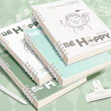 A5防滑活页笔记本，可拆卸螺旋装订，高中生美观日记本，简约清新设计，课堂学习笔记文具 - 彩色 - 查看 2