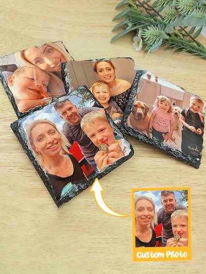 1 suport de pahar personalizabil cu fotografie din ardezie, disponibil în mai multe forme, potrivit pentru diverse băuturi, inclusiv ceai, cafea, cocktail, bere, vin și whisky. Un cadou unic și ideal pentru bărbați, femei, iubiți, iubite, părinți, familie și prieteni. Potrivit pentru aniversări, Ziua Îndrăgostiților, Ziua Mamei și alte ocazii.