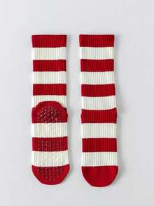 1Pair Women's Yoga Pilates Socks Chinese Zodiac Red Long Tube Combed Cotton Non-Slip High Elastic Antibacterial Pilling Free Daily Wear. - Red and White - View 16