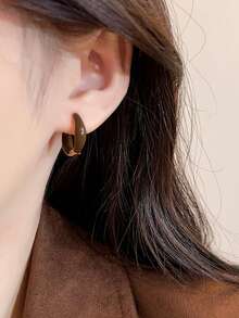 1 Pair Elegant Casual Minimalist Geometric Design Ombre Dangle Earrings, Suitable For Women's Daily, Commute, Holiday, Party Wear - Brown - View 5