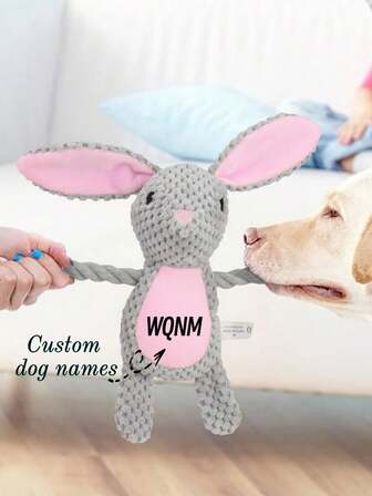 1pc Custom Pet Vocal Hemp Rope Toy, Rabbit/Dog Interactive Tug Of War Training Supplies, New Teeth Grinding Chew Toy, Teeth Cleaning Dog Toy, Interactive Dog Toy With Vocal Function - Chew-Resistant - Soft Texture - Suitable For Pets - Dog Toy - Pet Gift - Lively Pet Accessory - Chew-Resistant Material. Anniversary Gift, Valentine's Day Gift, Birthday Gift For Pet Lovers, Gift For Furry Friends.