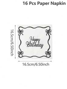 Black Bowknot Theme Party Tableware Set, Disposable Tableware For Bow Birthday Party Decoration,Newborn Baby Party Dining Table Decor,Baby Shower Decoration,Happy Birthday Party Supplies,Disposable Paper Plates,Paper Cups,Paper Napkins,Gender Reveal Decoration,Baby Shower Party Decoration - Black Bow - View 8