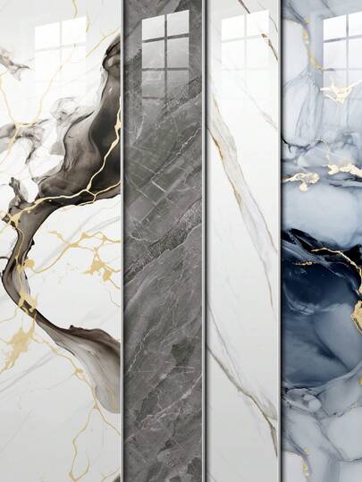 30*60CM/11.8*23.6in Waterproof Peel And Stick Marble Wall Tiles, 10/20/50PCS Self-Adhesive PVC Panels For Bathroom, Kitchen, And Living Room Gold (Not Real Tile)