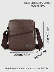 1pc Solid Color Men's Shoulder Messenger Bag, Suitable For Daily Business Commute, Student Backpack, Teenagers, High School And College Students, Practical And Fashionable Men's Messenger Bag, Shoulder Bag, Side Bag, Student Supplies, Autumn Courier Bag, Retro Style Phone Bag - A - View 4