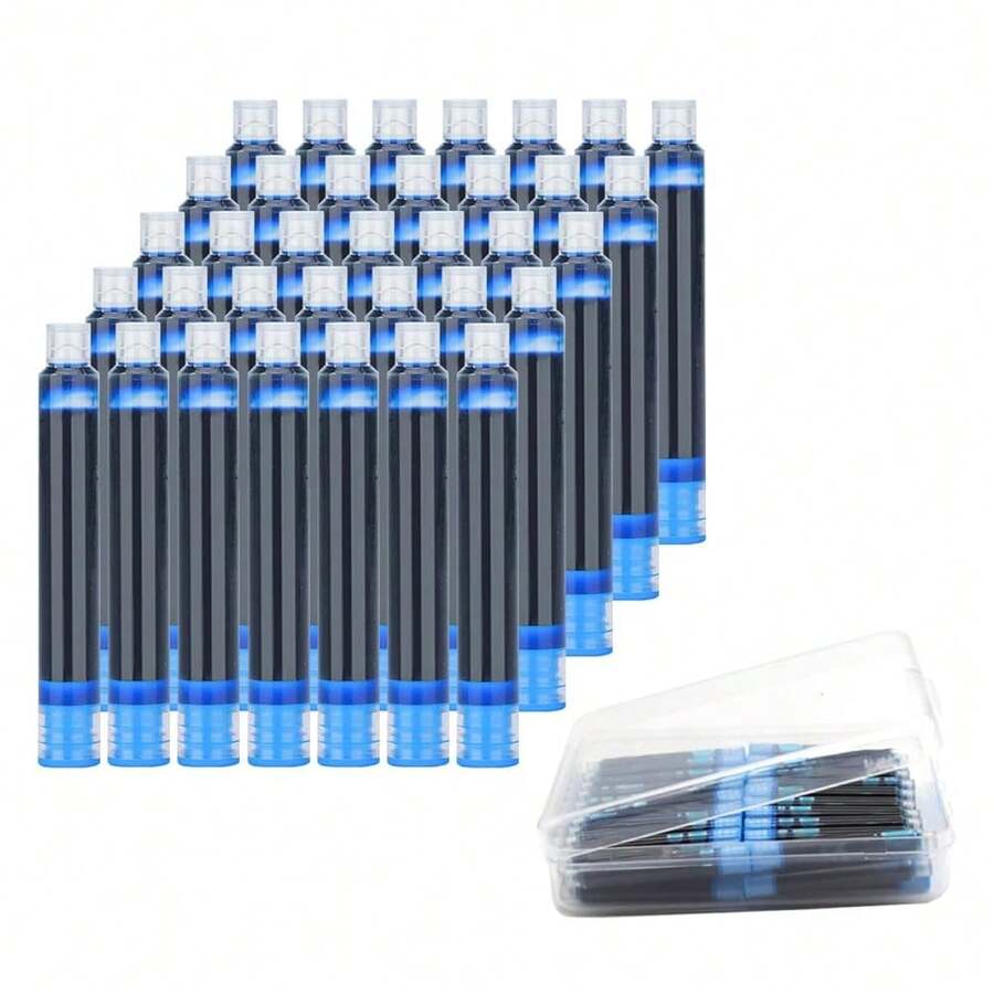 35 Pieces Ink Cartridges For Fountain Pen With Storage Box, 3.4 Mm Bore Diameter, Blue - Blue - View 1