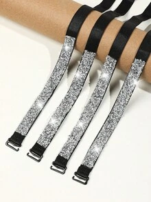 Y2K Sparkly Rhinestone Bra Straps For Women, Removable Adjustable Anti-Slip Crystal Bra Strap Replacements, Perfect For Wedding Party Evening Dress Off Shoulder Tops - Multicolor - View 3