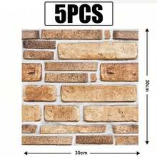 20片3D仿石自粘墙板，3D墙贴，适用于客厅、厨房、浴室、农舍风格装饰墙砖，防溅水 - 彩色 - 查看 21