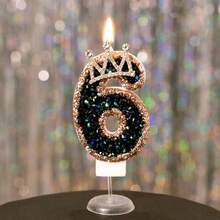 1pc Birthday Candle Number, Holiday Party Cake Decor, Shiny Crown Design Elegant Candle Gifts Graduation,Wedding - Multicolor - View 7