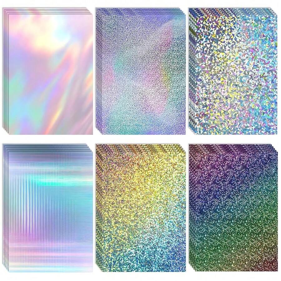 30 Sheets Holographic Card Stock Metallic Cardstock Paper Glitter Cardstock 8.3 X 11.6,250gsm/92lb Shiny Iridescent Mirror Paper Sheets For Letter Poster Scrapbook Crafts - 鼻部黏合劑 - 查看 1