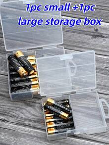 1个24格AA电池收纳盒,大容量电池盒,文具、办公用品、家居收纳保护盒,适用于家庭、学校、办公室(颜色和款式随机) - 透明 - 查看 16