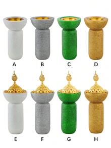 1pc Cylindrical Resin Incense Burner - Glitter Texture Luxury Style Aromatherapy Diffuser For Home, Office, Yoga & Party Gifting - Multicolor - View 12