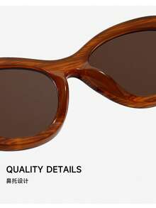 1pc Wood Grain Frame Women's Fashion Eyeglasses - Wood Grain Frame - View 4