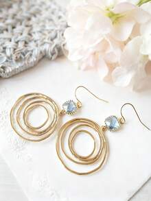 1 Đôi bông tai vòng nhiều lớp hình học phong cách Bohemian đính pha lê giả dành cho nữ, thích hợp cho du lịch, tiệc tùng và đi làm hàng ngày. - Vàng - Xem 5