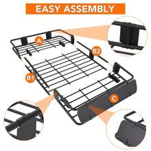 Cesta de Techo de Acero Resistente de 64 x 39 Pulgadas, Ajustable a 48 Pulgadas, con Bolsa, Capacidad de 200 Libras, Ajuste Universal para Camiones/SUV/Furgoneta (Negro) - negro - Ver 5