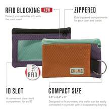 Chums Surfshorts Wallet - Lightweight Zippered Minimalist Wallet With Clear ID Window - Water Resistant With Key Ring - Paint - View 7