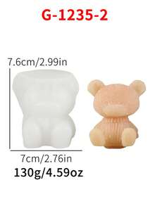 1pc Cute Sitting Bear Shaped Candle Silicone Mold - White - View 6