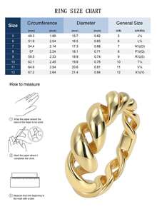 Charm-In Women's Gold-Plated Woven Textured Ring - Fashionable Retro Daily/Street/Party Accessory, Unique Gift For Fashion Enthusiasts - Gold - View 6