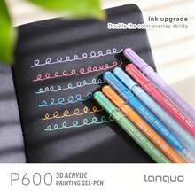languo 54-Colour Gradient Gel Pen Set, 1.0mm Nib, 3D Acrylic Painting Effect, Suitable For Note-Taking, Student Studies, Colouring And Painting, Craft And Art Projects, Stationery Supplies.