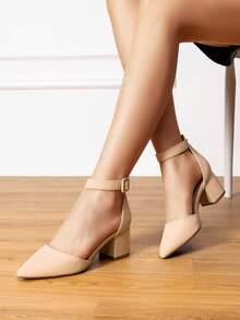 Zapatos de Tacón Bajo con Punta Puntiaguda para Mujer - Albaricoque - Ver 4