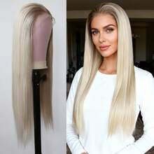 ZigZag Hair 180%密度 24英寸渐变铂金色合成蕾丝前假发，耐热纤维，13x4蕾丝 - 彩色 - 查看 2